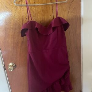 Elegant Burgundy Ruffle Dress